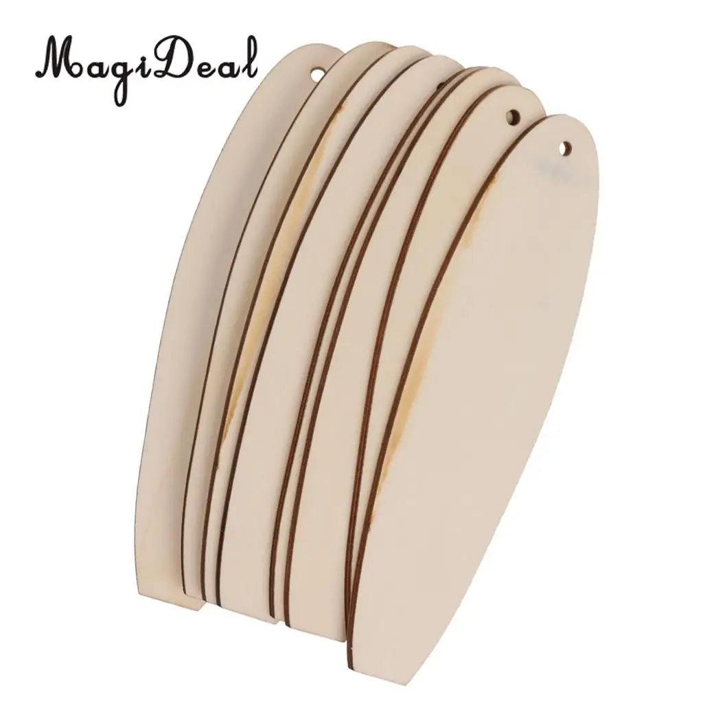

MagiDeal 8 pcs Unfinished Blank DIY Wooden Surfboard Crafts Cut Outs Wood Board Scrapbooks With a hole design DIY Craft Supplies