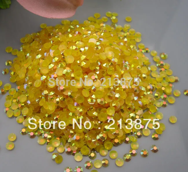 

Wholesale large quantity 100000pcs Gold yellow Magic color AB jelly 3mm resin rhinestones Mobile stick drill Nail Art SS12 JH3#