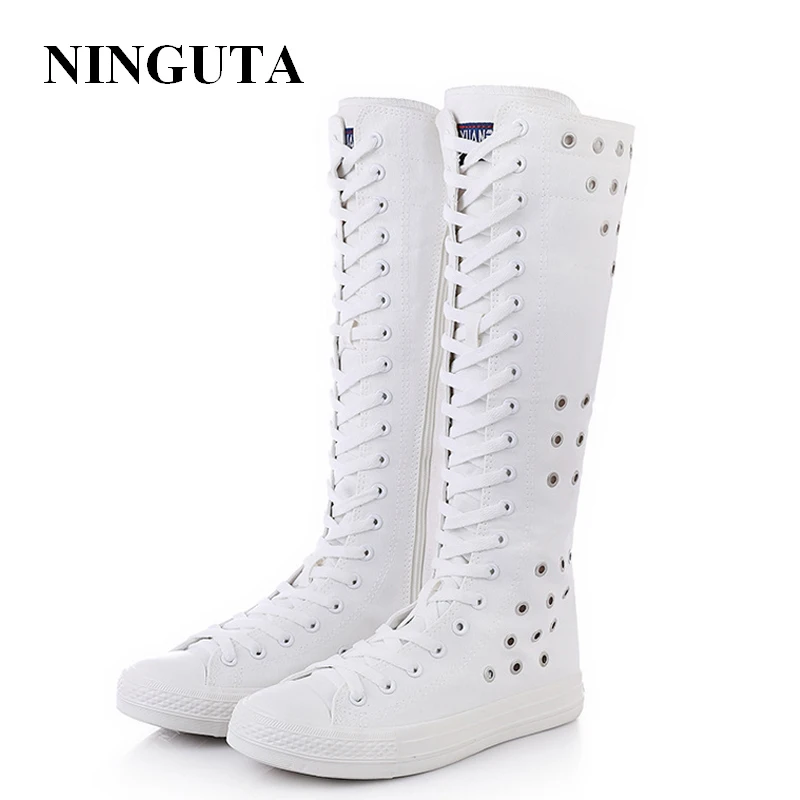 knee high canvas boots