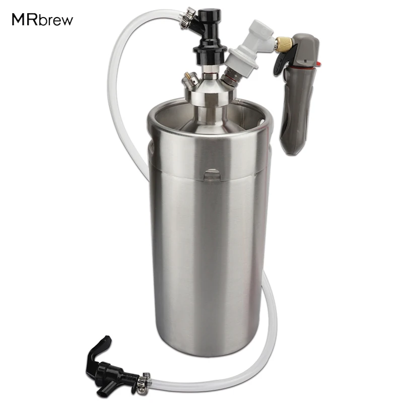 3.6L Mini Keg Growler wine pot Stainless Steel Beer Keg Mini keg tap Dispenser with Co2 keg