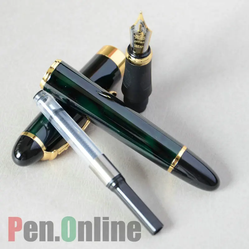 JINHAO X450 руководитель темно зеленый и золотой 18KGP 0 7 мм перо с широким основанием