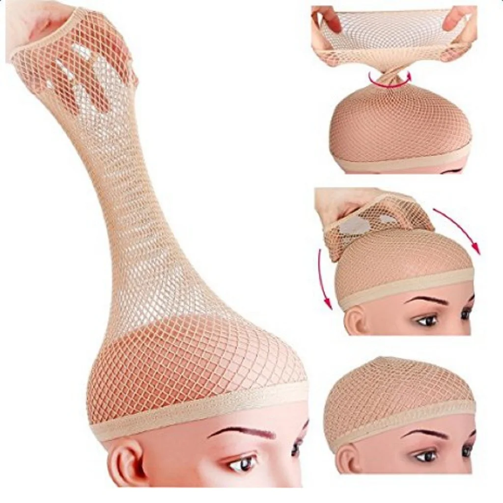 3Pcs Elastic Open End Mesh Net Wig Caps Stretchy Snood for Long Short Hair Tool Hair Styling Accessories Set