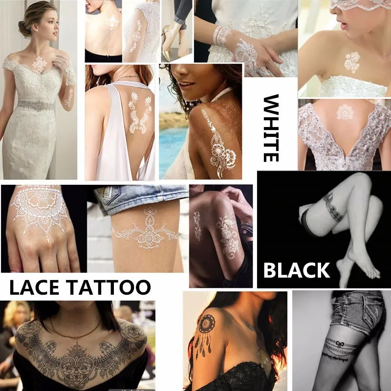 Красивая Временная черная хна татуировки водонепроницаемые женские наклейки татуировки тела