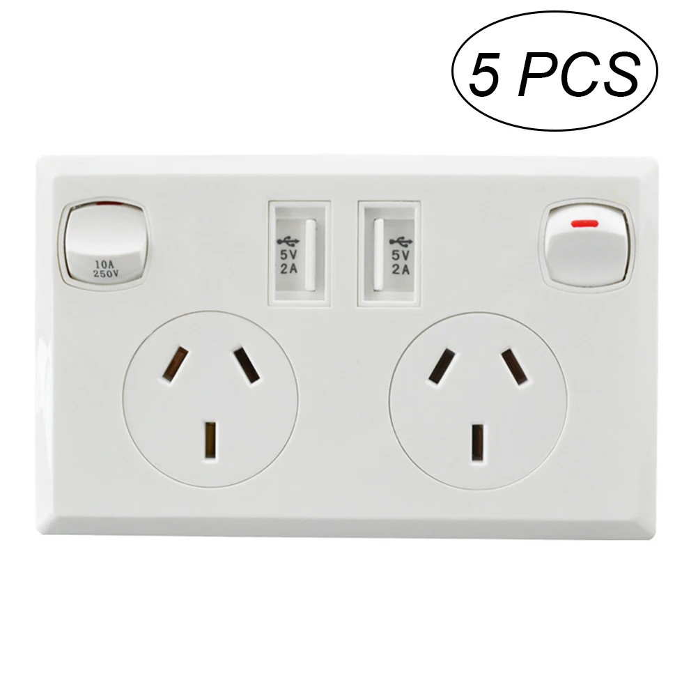 Multi Outlet Wall Mount Adapter Surge Protector with 2 USB Charging