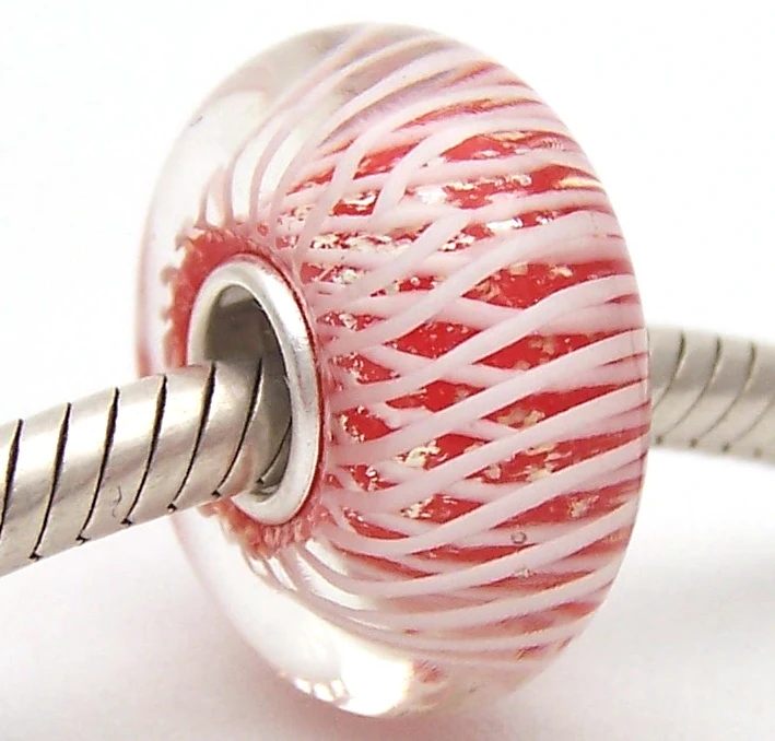 

PJG899 100% S925 Sterling Silver Beads Murano Glass beads Fit European Charms Bracelet charms diy jewelry Lampwork GlassBeads