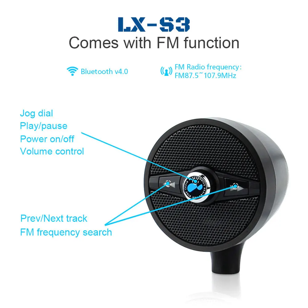 Lexin супер музыкальный аудио плеер с fm-радио тюнером Bluetooth колонки для мотоцикла водонепроницаемый портативный стерео