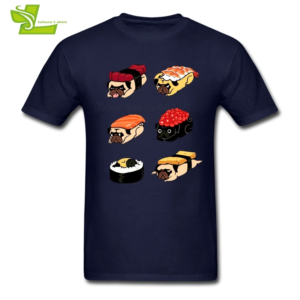 Sushi Мопс Футболка мужская летняя 100% хлопок Клубная тройник для мужчин новейшего
