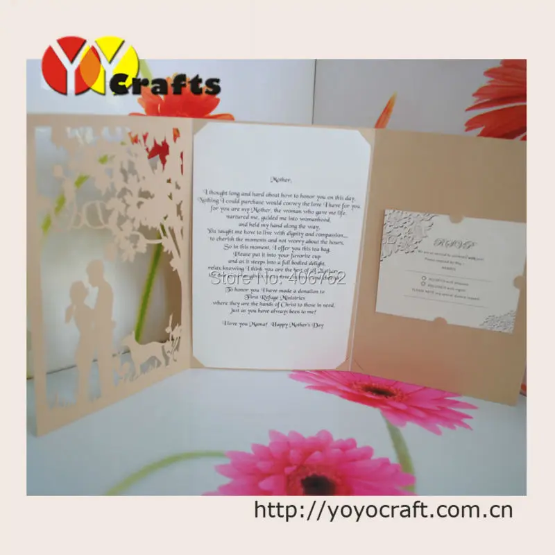 alibaba wholesale bride and groom laser cutting wedding invitation card design | Дом и сад