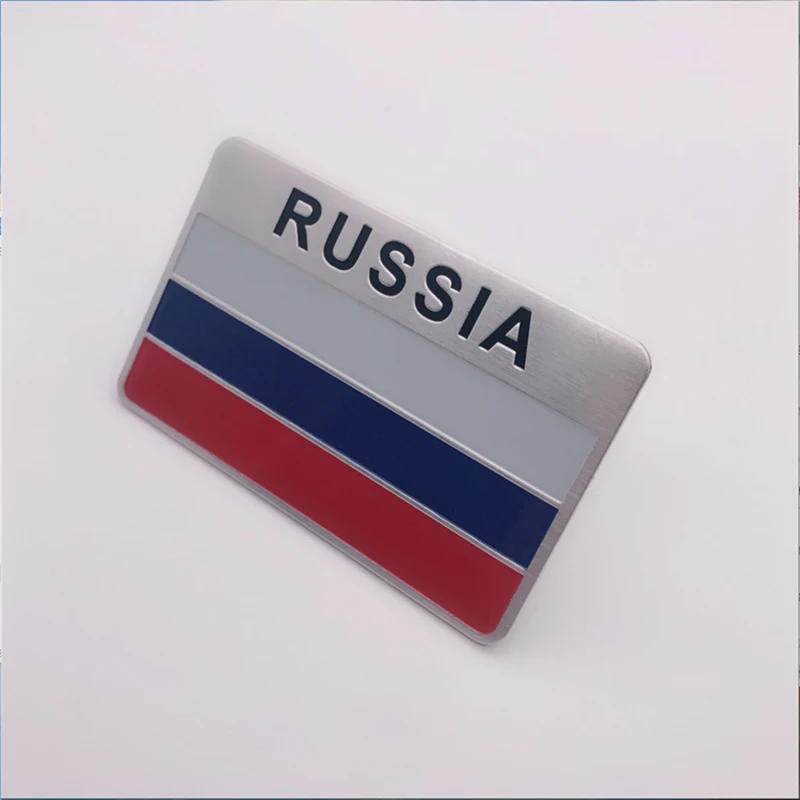10 шт./лот значок с российским флагом тонкая алюминиевая эмблема Российской