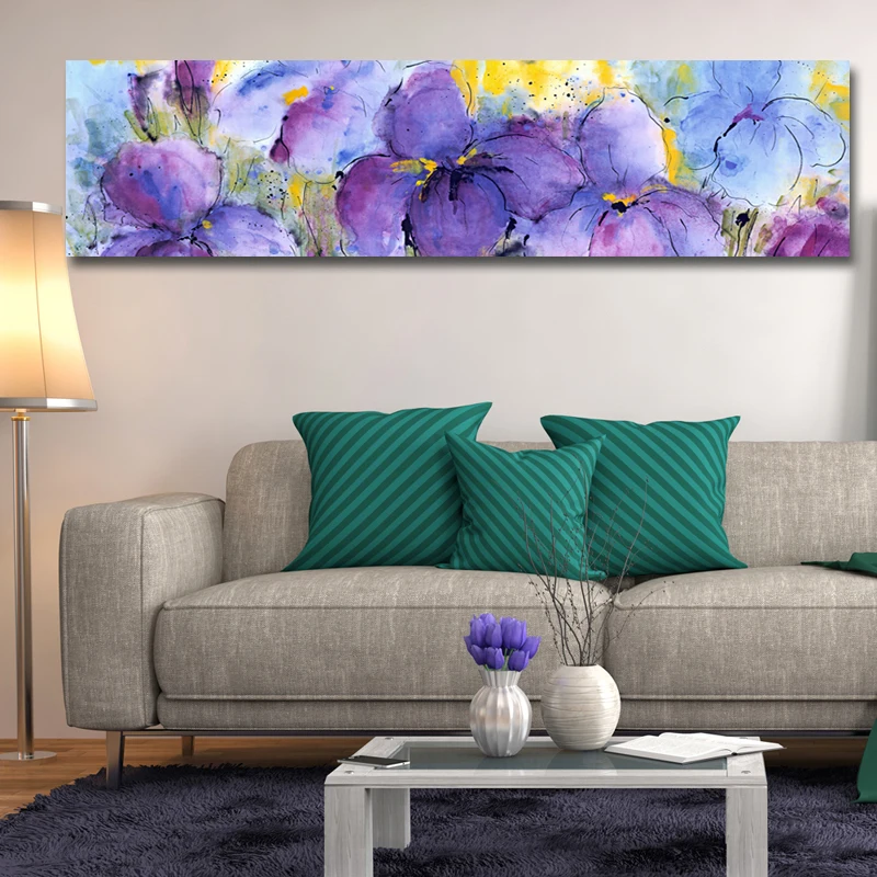 

Canvas Prints Painting Modern Purple Flowers Wall Art Poster And Prints Picture For Living Room Home Decoration No Frame