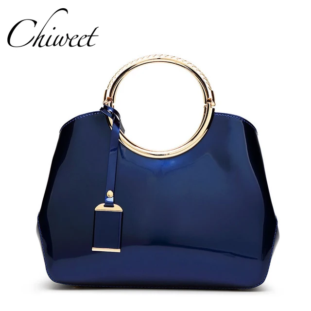 Luxury 2017 Designer Totes Women Patent Leather Handbags Classic Luxury 2017 Designer Totes Women Patent Leather Handbags Classic Circle Ring Messenger Bags Large Shoulder Jelly