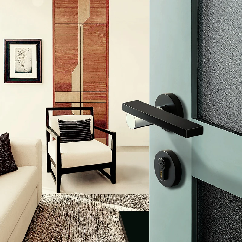  1SET /Mute Bedroom Door Lock Zinc Alloy Interior Door Handle bedroom Kitchen Toilet Anti-theft Lock - 33036118802