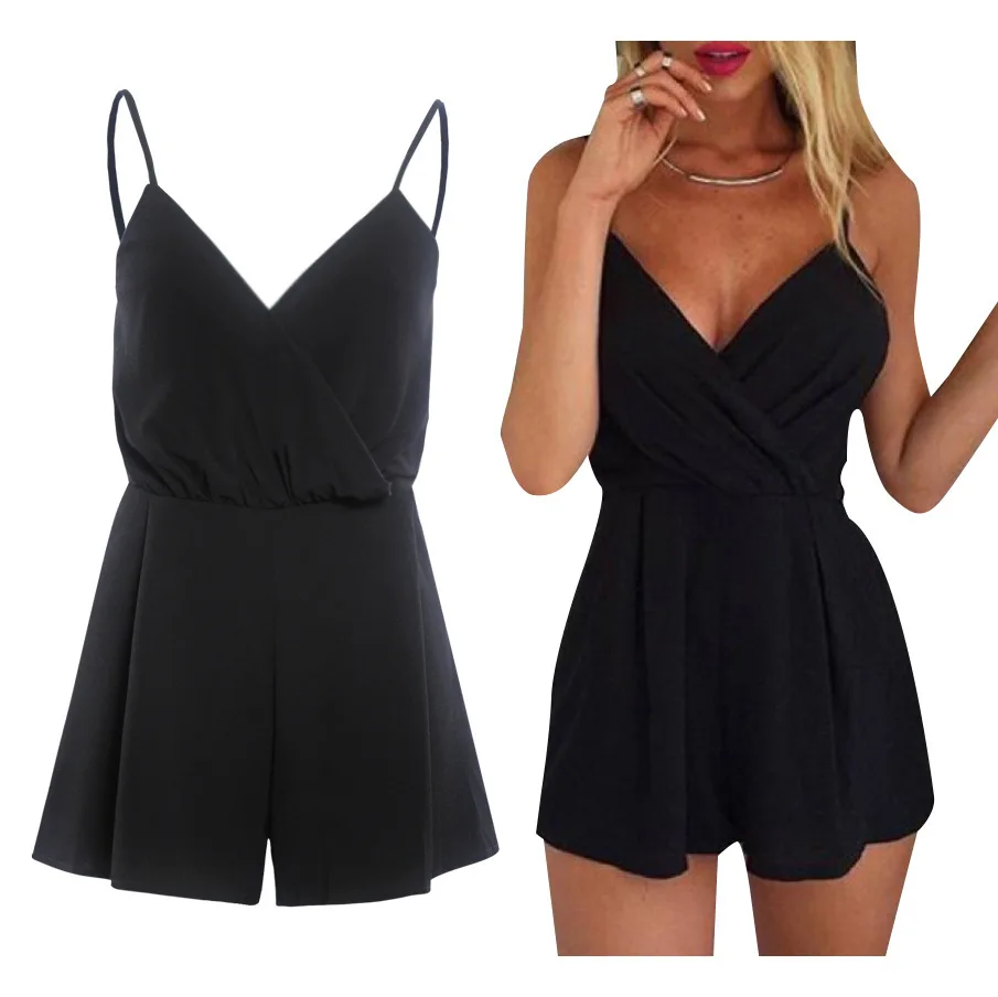 Tute nere Per Le Donne 2017 Tuta Formale Moda Casual Cinghie di Spaghetti  Salopette Corte Con Scollo A V Sexy Salopette Corte Donne Senza  Maniche|fashion jumpsuit|jumpsuit fashionblack jumpsuits for women -  AliExpress