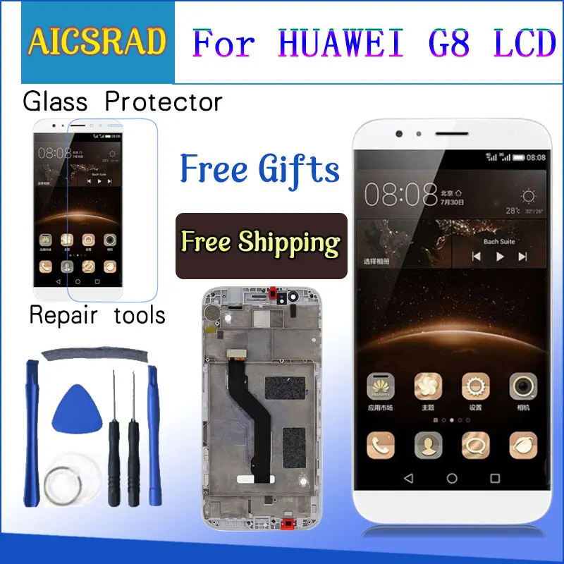 

AICSRAD 100% Testing For Huawei G8 GX8 RIO-L01 RIO-L02 RIO-L03 LCD Display+Touch Screen Digitizer Assembly Replacement+Tool