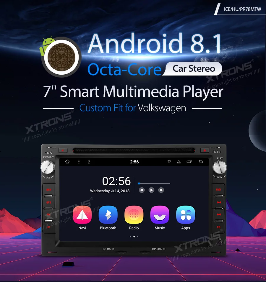 Excellent XTRONS 7"Android 8.1 Octa Core GPS Car Stereo DVD Player for VW Volkswagen CITI CHICO SHARAN LUPO Transporter For SKODA for SEAT 0