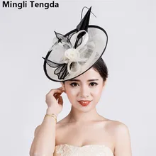 Новая Винтажная льняная шляпка невесты Свадебные шляпы и вуалетки Свадебные шляпы для женщин элегантные свадебные аксессуары шляпка Mariage