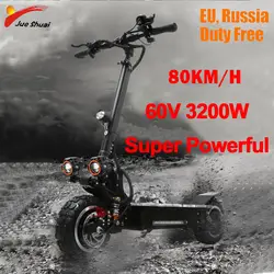 60 в 3200 Вт Мощный электрический скутер 80 км/ч 11 ''Off Road водостойкий складной взрослый Электрический скутер Мотор Электрический скейтборд