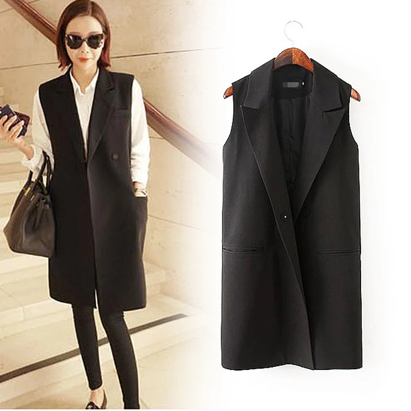XXXL 2015 Fashion Spring&Autumn Slim Black Vest Womens Casual
