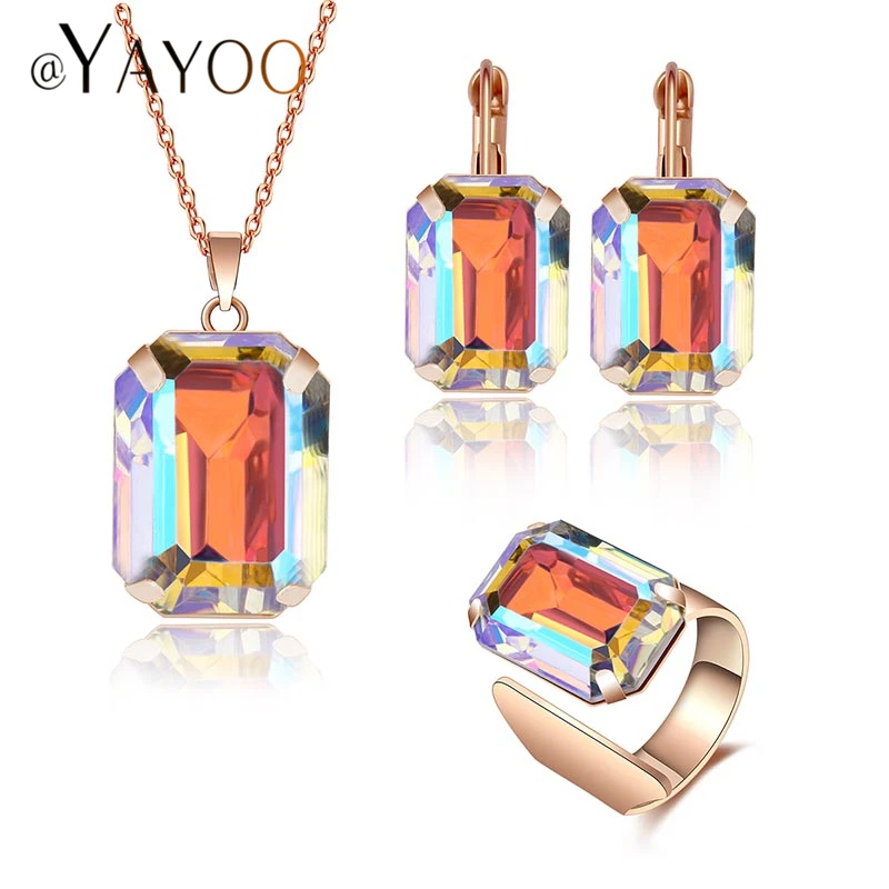 

AYAYOO Jewelry Sets Ethiopian African Beads Jewelry Set Gold Color Jewelry Sets For Women Imitation Rhinestone Austrian Jewelley