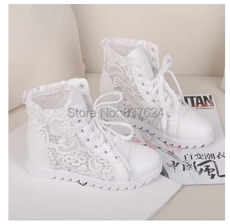 Fashion Spring and Summer Women Black/white Lace Sneakers ...