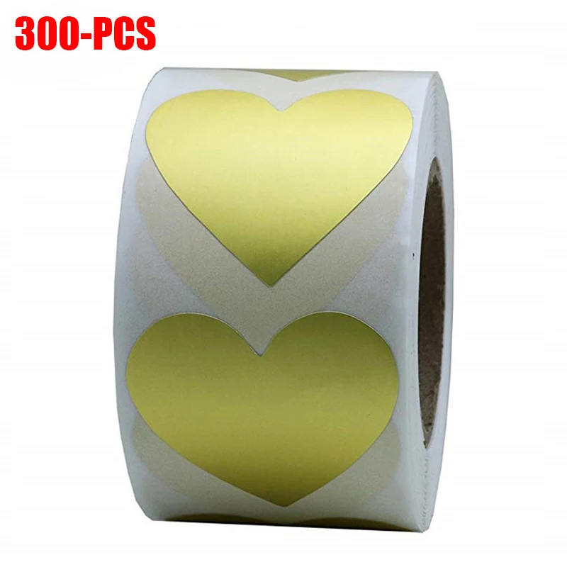 

1000PCS Wedding Party Decoration Gold Love Heart Stickers Natural Paper 1 Inch Adhesive Labels for Birthday Gift Package Sticker