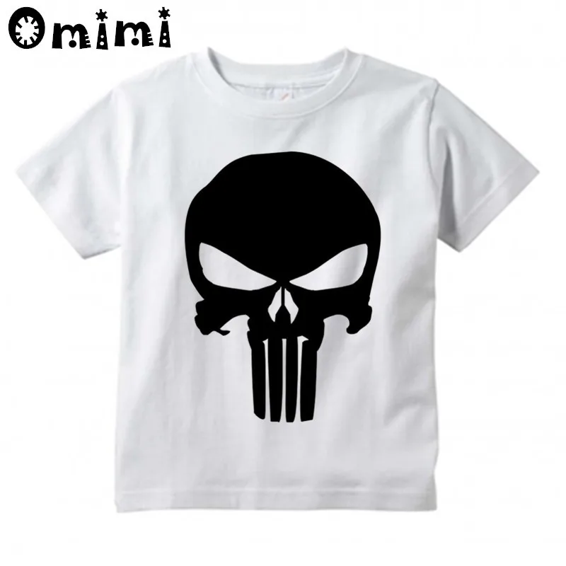 

Kids Punisher Skull Design T Shirt Boys/Girls Casual Cool Tops Children's Summer White Cute T-Shirt