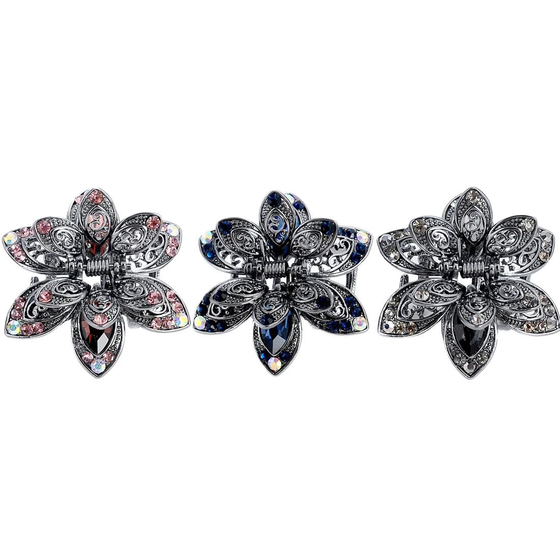 

2018 New Hot Vintage Flower Crystal Hair Claws Clip Rhinestone Hairpin Hair Jewelry Charm Hair Accessories For Women Small Grab