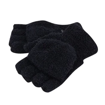 

New Men Women Gloves Winter Warm Half Finger Flip Knitted Mittens Glove 6 Colors