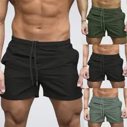 2018 летние шорты Для мужчин Твердые Карманы Повседневное эластичная талия классическая посадка прямые шорты брюки бермуды masculina # M25