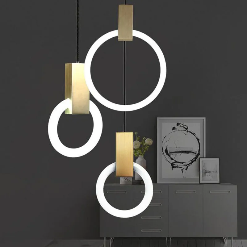 

Nordic Minimalist Chandelier Bars Staircase Villa Model House Chandelier Circular Tube Chandelier Art Hall Earrings Lights led