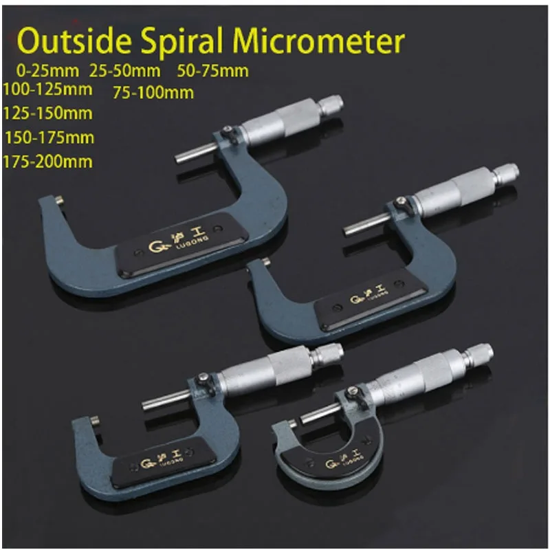 SHAHE 100-125mm 0.01mm Outside Micrometer Micrometro Gauge Hardened Alloy