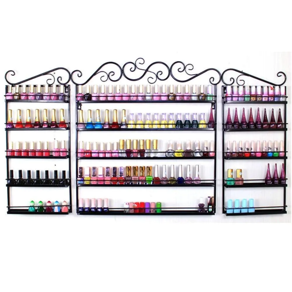 

Metal Nail Polish Wall Rack 5 Tier Organizer Display Rack Black (holds over 200 bottles)