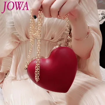 

2019 New Design Women's Handbag Mini Heart Evening Bags Wedding Party Bride Clutches Mini Chain shoulder Package Night Red Purse