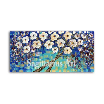 

Hand Painted Wall Art ABSTRACT Wall Decor Landscape Abstract Canvas Painting Tree in Blue Contemporary Art Home Decor