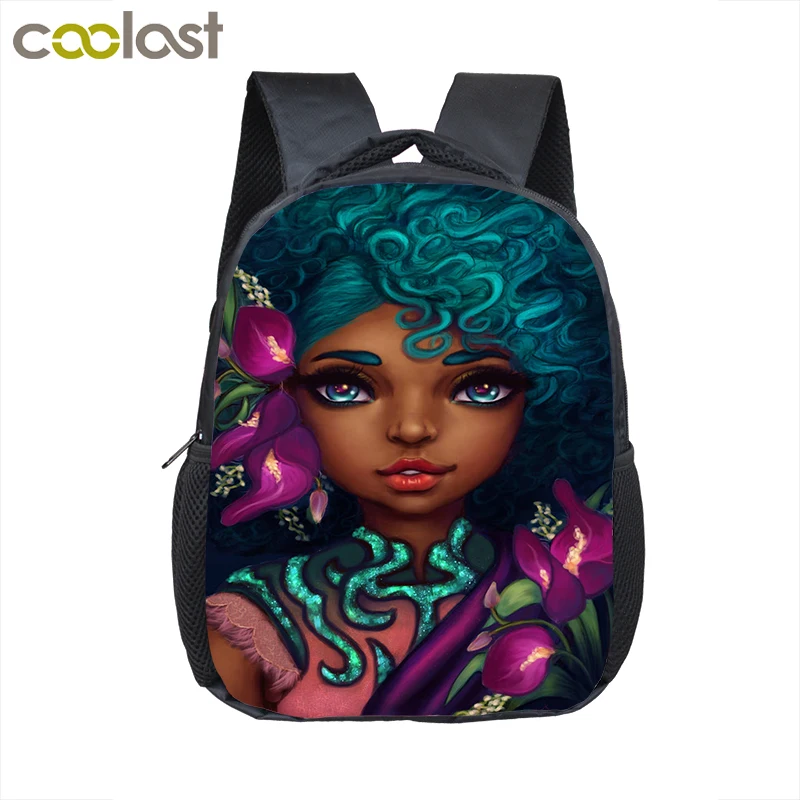  12 inch cartoon cute afro girl backpack children school bags brown beauty princess kids kindergarte - 33014491618