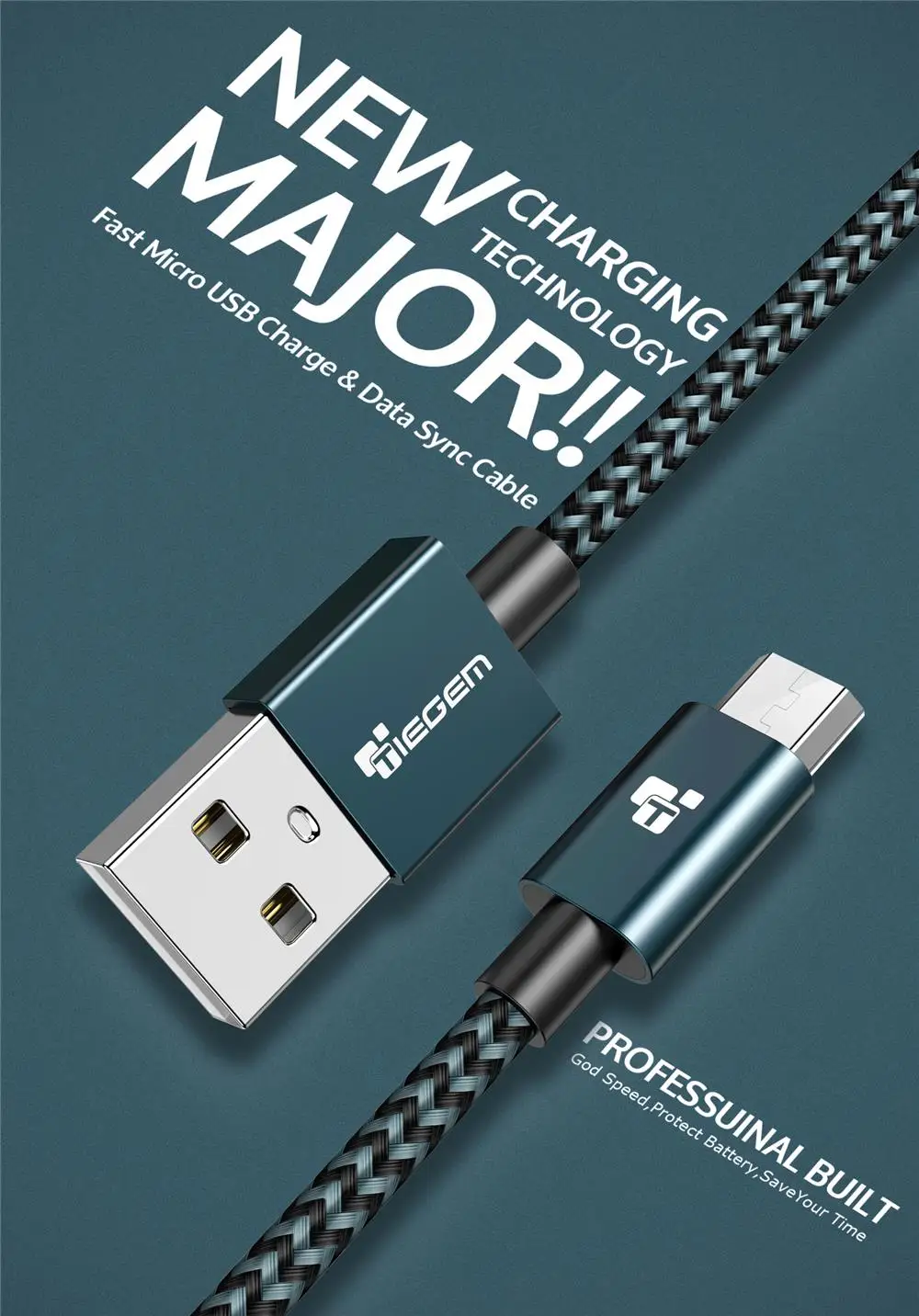 5V 2A Micro USB кабель TEGEM быстрое зарядное устройство кабель для передачи данных нейлоновый плетеный кабель USB ЗУ для мобильного телефона кабель для samsung htc huawei