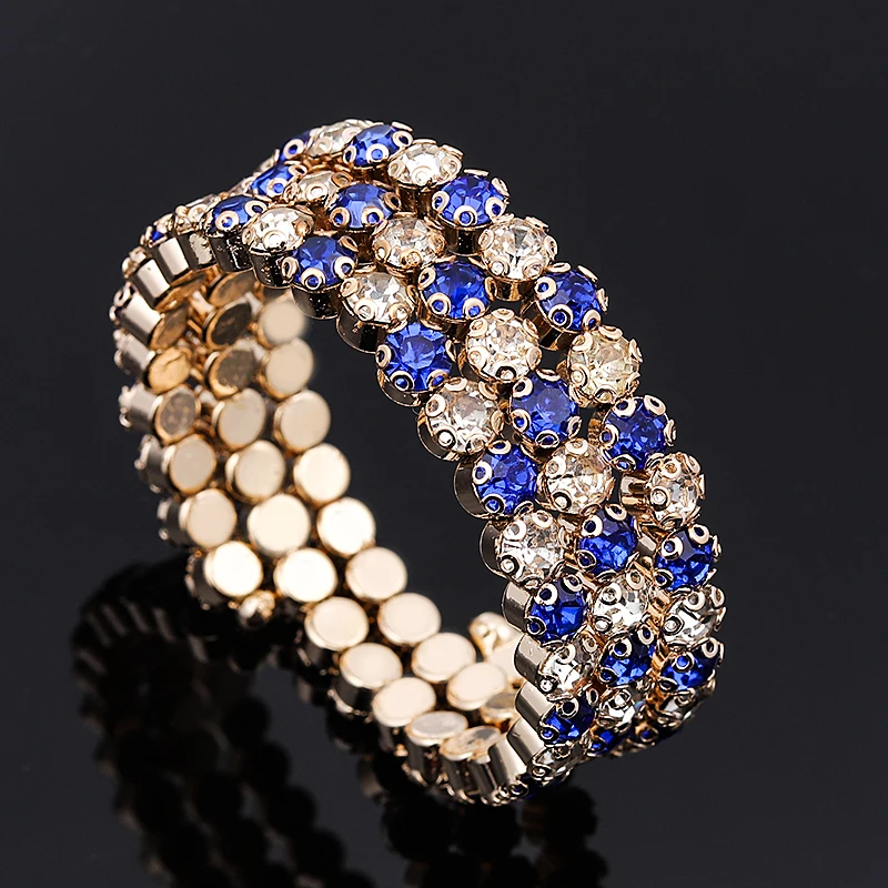 Роскошные женские Многослойные хрустальные стразы золотые браслеты цветные регулируемые свадебные браслеты ювелирные изделия подарки горячая распродажа