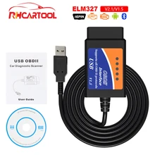 OBD2 ELM327 USB بلوتوث V1.5 سيارة التشخيص كابل يو اس بي واجهة دعم جميع OBD2 بروتوكولات ويندوز الدردار 327 USB OBD الماسح الضوئي