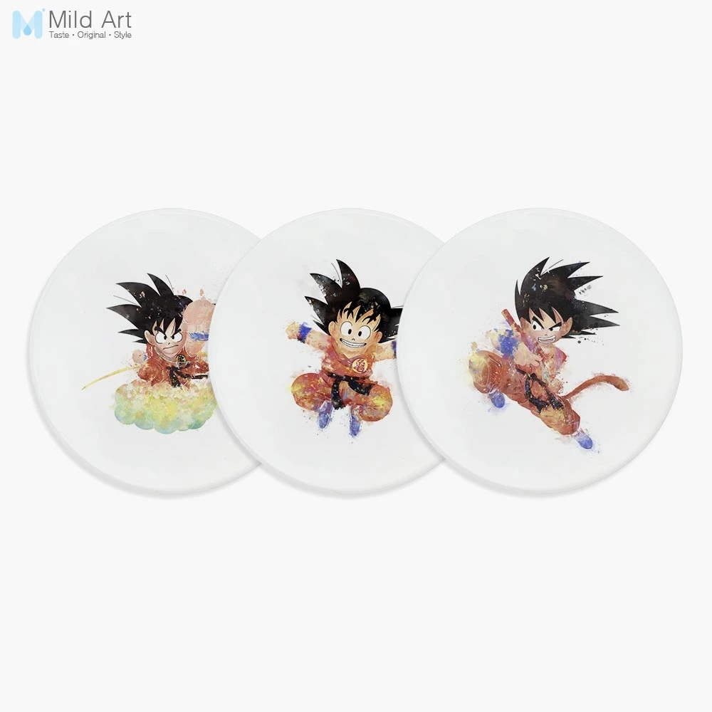 

Watercolor Japanese Cartoon Anime Dragon Ball Goku Ceramic Coasters Kids Gifts Creative Home Cup Kitchen Accessories Pad Drinks