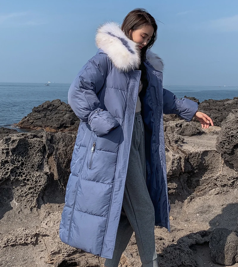 Новое поступление, женская зимняя куртка, теплая, утолщенная, с капюшоном, с меховым воротником, Женская длинная парка, пальто высокого качества