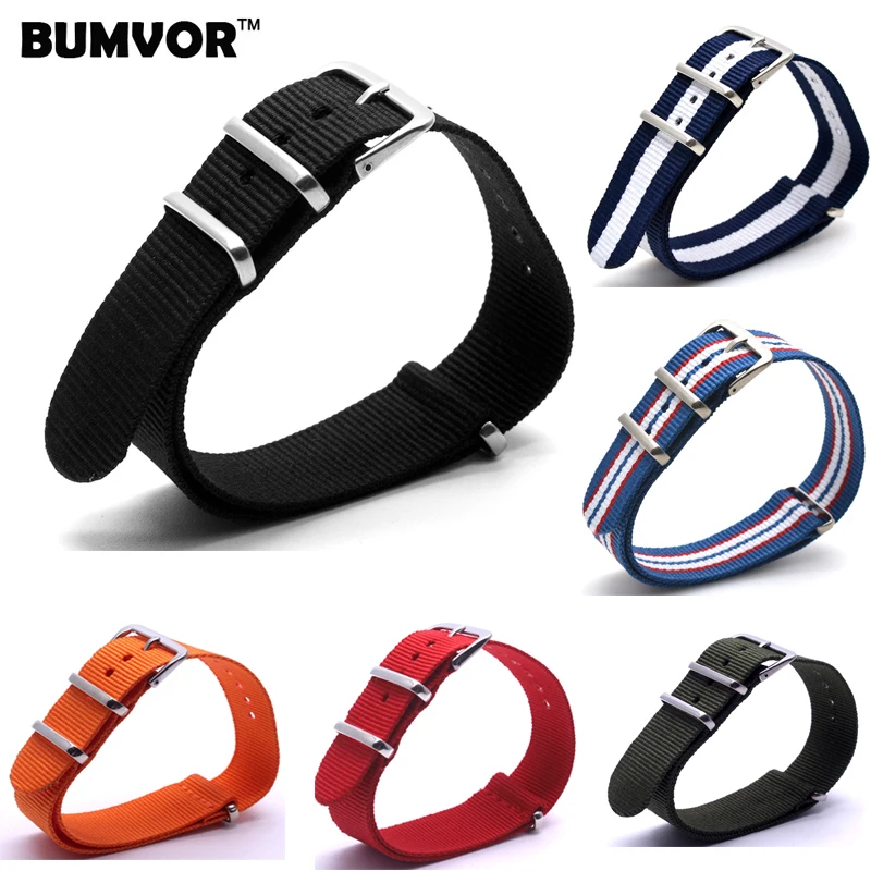 

10pcs 16mm Black/Grey Striped Nato Strap for Army Sport Watch Nylon Watchband watch strap on for hours