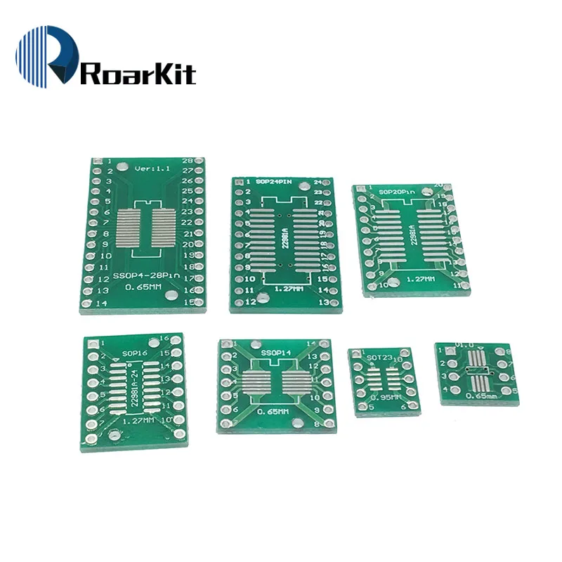 7 valor * 5 pces pwb board kit smd volta para mergulhar sop msop ssop tssop sot23 sop14 sop14 sop16 sop20 sop24 sop28 adaptador placa conversor