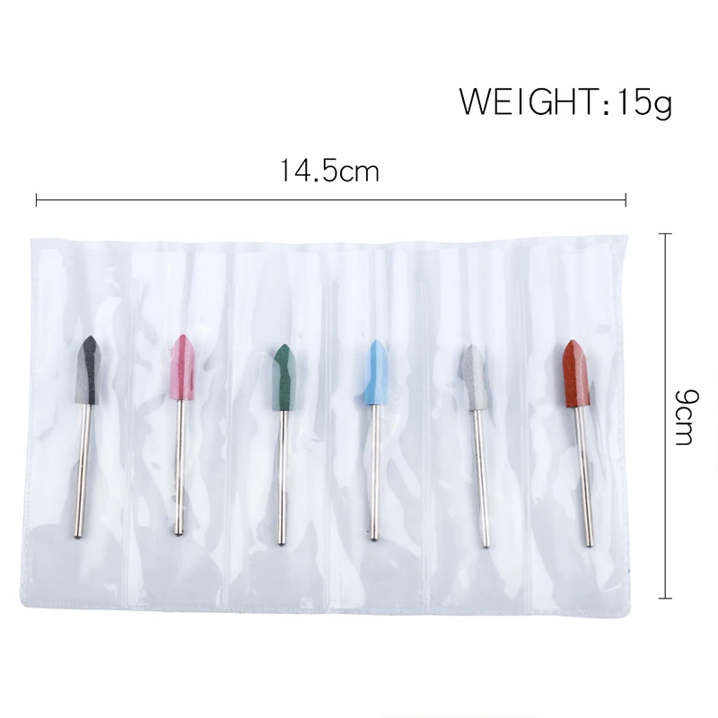 6pcs/pack Rubber Silicone Nail Drill Bits Manicure Pedicure Cleaning Cuticle Milling Cutter Sander