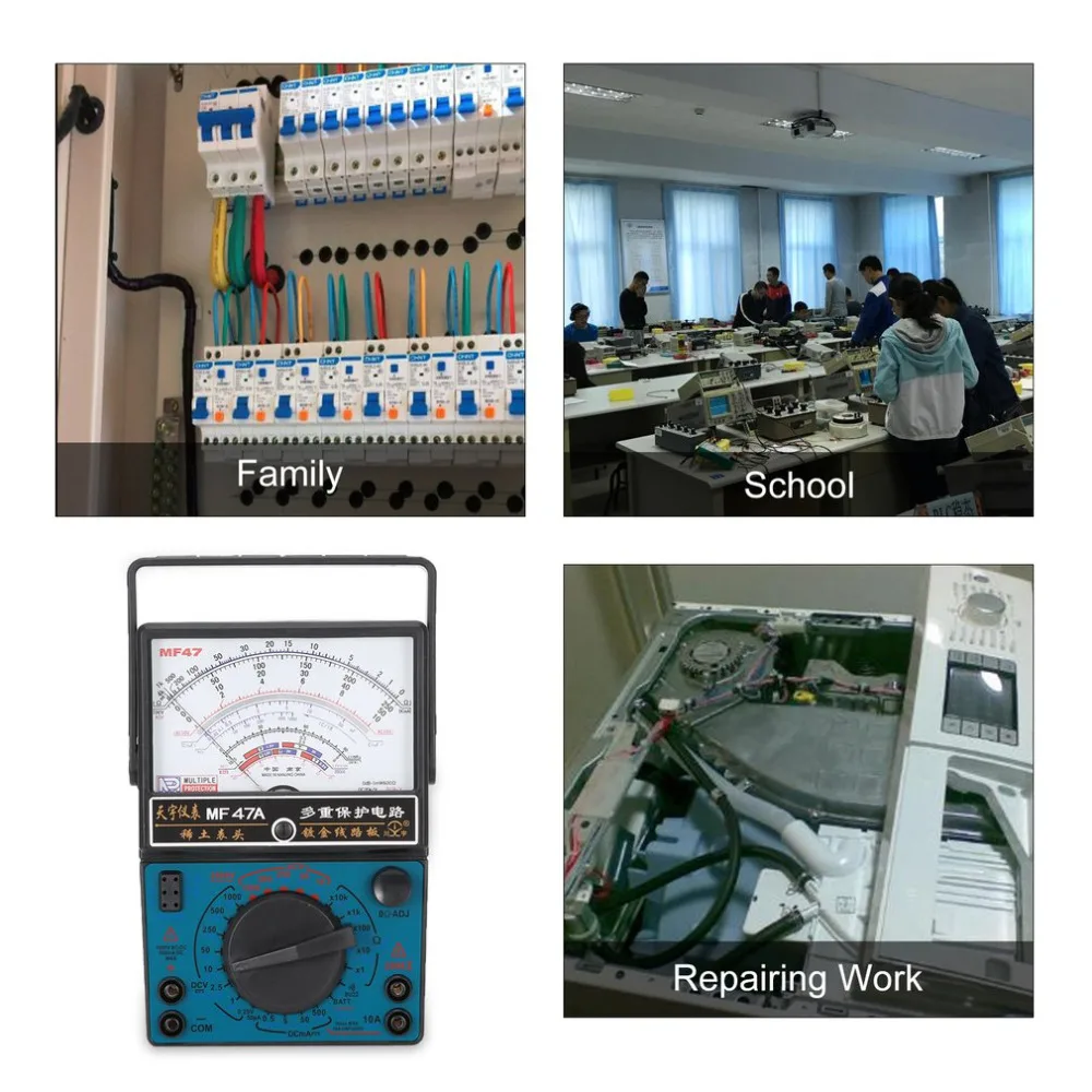 MF-47A аналоговый мультиметр постоянного/переменного тока Напряжение измеритель тока, для батареи Тесты ручной hFE Тесты er мульти Тесты er звуковой сигнал указателя