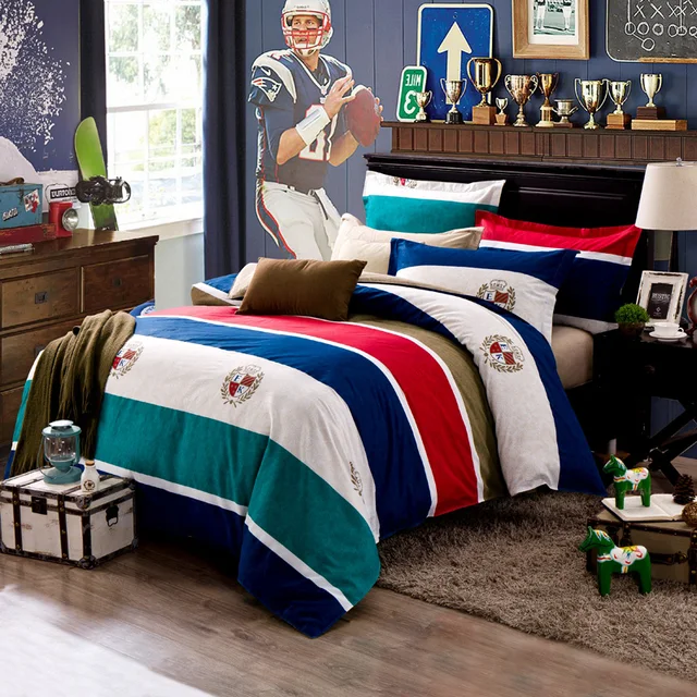 England Style Linens Blue Red Green Stripes Bedsheet Pillowcase England Style Linens Blue Red Green Stripes Bedsheet Pillowcase Duvet Cover Set Cotton Twin Queen Double