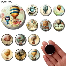 Cartoon hot air balloon fridge magnet Retro 30MM refrigerator magnets Stickers Vintage travel souvenir message board Home decor beautiful scenery refrigerator magnets fairy tale world snow house fridge magnet decorative christmas gifts cute message board