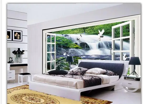 Non woven wallpaper Jendela pemandangan air terjun Non woven wallpaper Jendela pemandangan air terjun