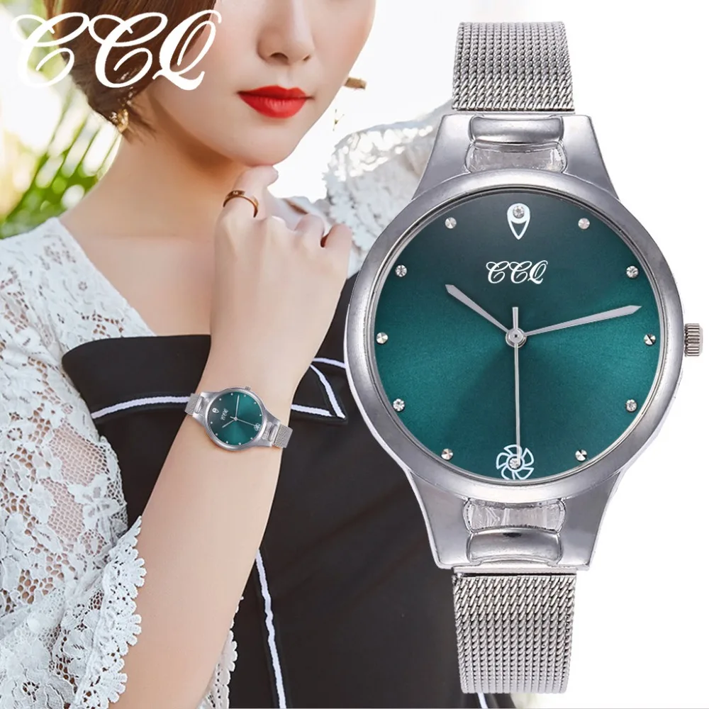

Women Watches Green Dial Ladies Quartz Wristwatch Luxury Silver Mesh Belt Strap Clock Creative Dress Gift Relogio Feminino@50