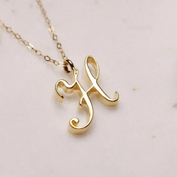 Letter H Necklace Silver Gold rose gold 
