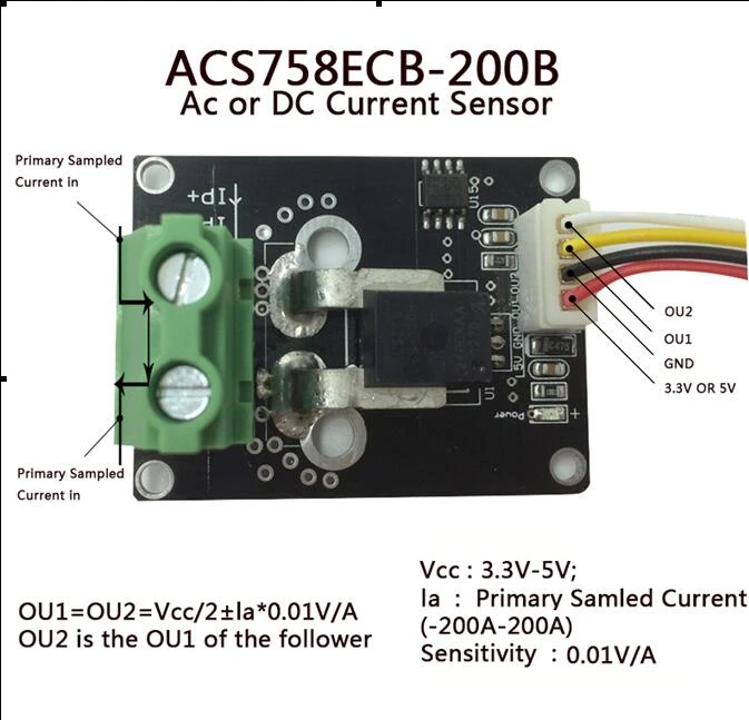 ACS758ECB200B AC and DC Current Sensor module